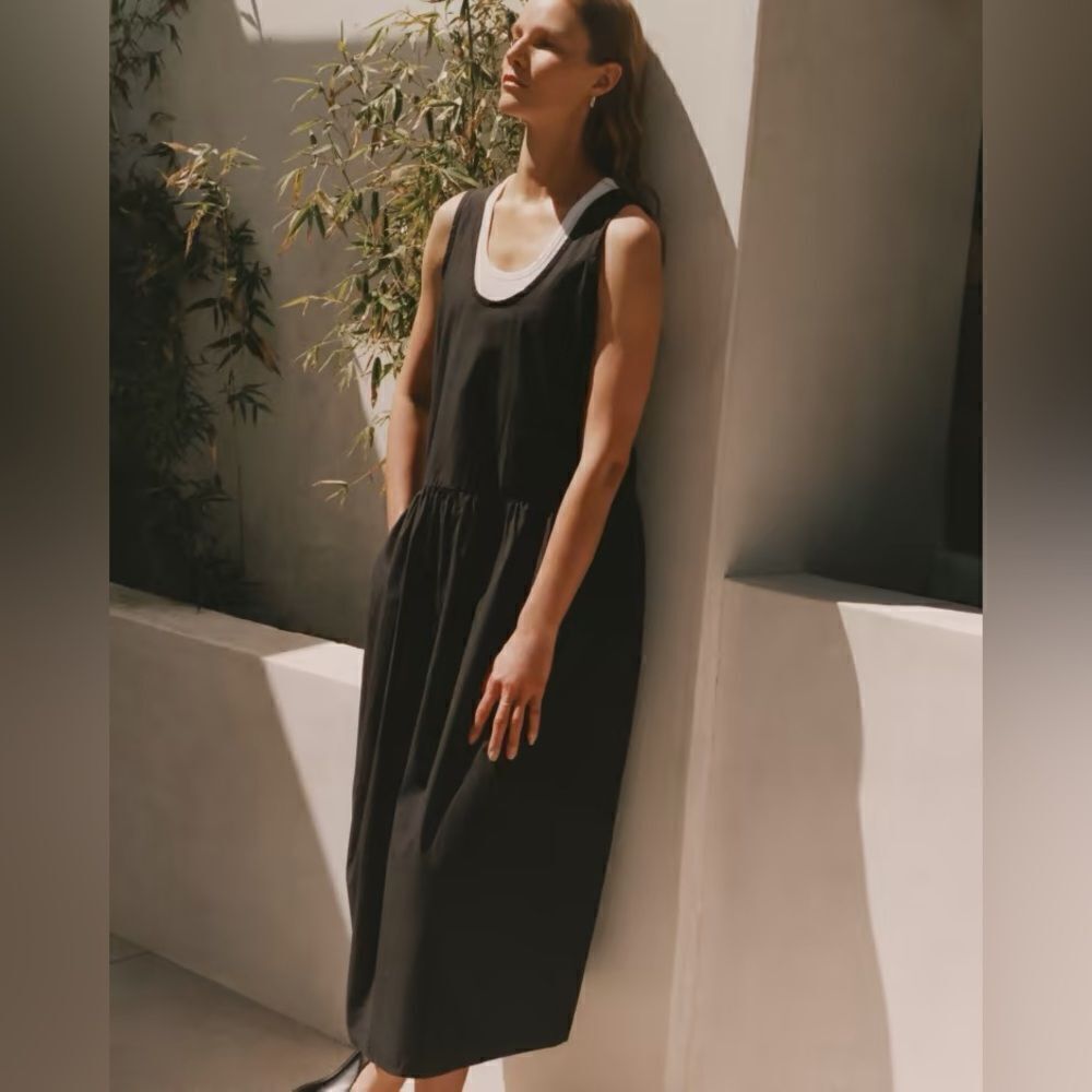 NWT Everlane Poplin Summer Maxi‎ Dress Black XS Sustainable